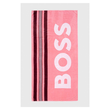 Bavlněný ručník BOSS růžová barva Hugo Boss