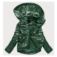 Zelená dámská lesklá bunda oversize (2021-06BIG)