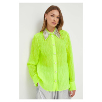 Košile Custommade dámská, zelená barva, regular, s klasickým límcem