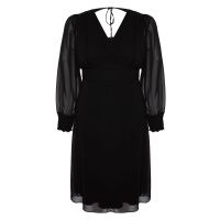 Trendyol Curve Black Štěrbina Detailní A-line tkané šaty