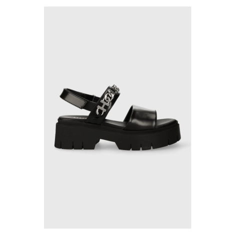 Kožené sandály HUGO KrisSandal dámské, černá barva, na platformě, 50513534 Hugo Boss