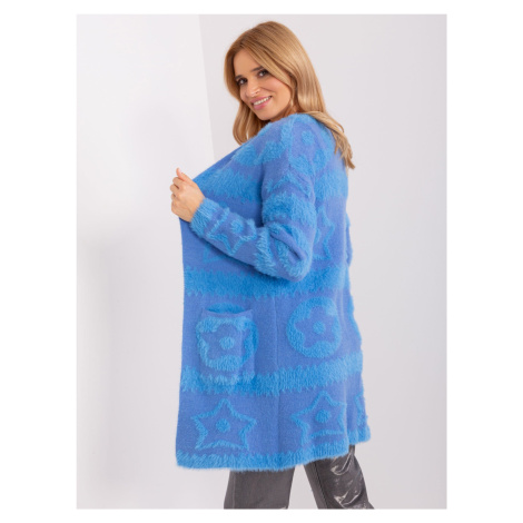 Modrý dámský kardigan se vzory Fashionhunters