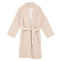 Trendyol Ecru Button Detailed Soft Textured Slit Oversize Coat