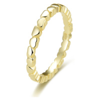 Beneto Pozlacený stříbrný prsten se srdíčky AGG344-GOLD