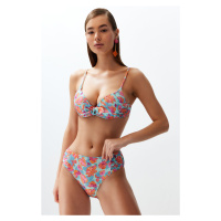 Trendyol Floral Print Draped High Waist Hipster Bikini Bottom