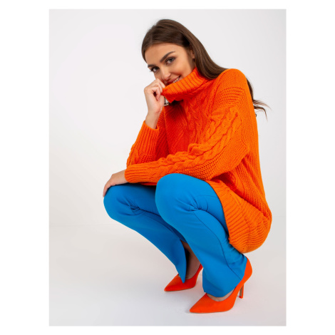 Oranžové minišaty RUE PARIS pletené copánky Fashionhunters