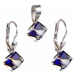 Evolution Group Sada šperků s krystaly náušnice a přívěsek modrá kostička 39068.5 bermuda blue