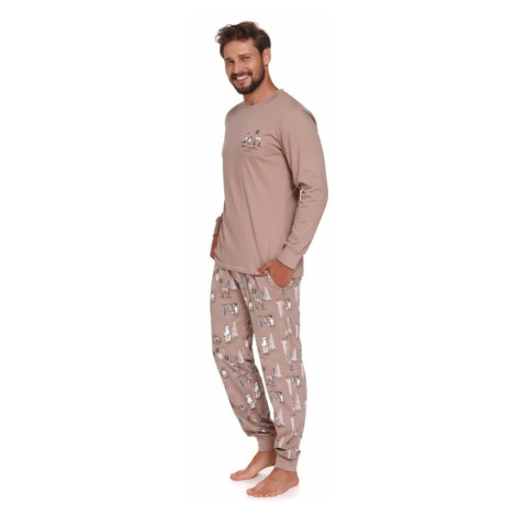 Pánské pyžamo Damian hnědé dn-nightwear