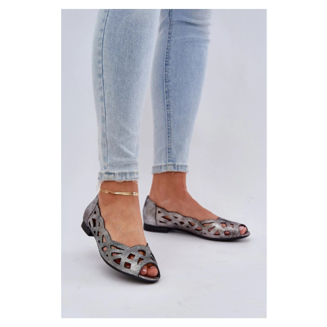 Dámské balerinky ASA136-8 stříbrné - Jezzi