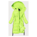 Neonově dlouhá zimní bunda z různých spojených materiálů (JIN-210)