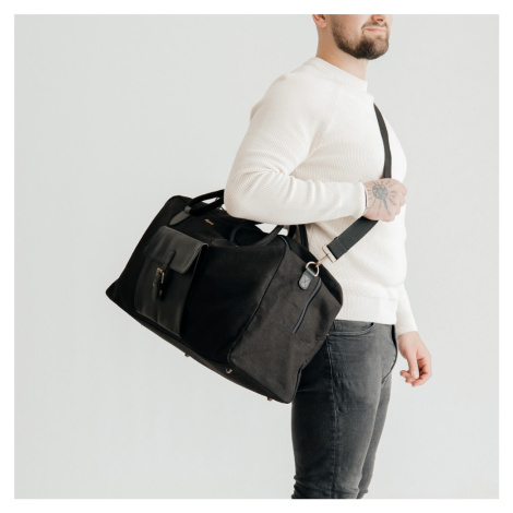 Bagind Rabuy Misty - elegantní cestovní taška z canvasu s koženými detaily černá, ruční výroba, 