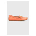 Kožené mokasíny Lauren Ralph Lauren BARNSBURY dámské, oranžová barva, na plochém podpatku, 80285