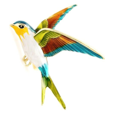 Camerazar Elegantní Brož s Barevným Ptáčkem, Bižuterní Slitina, 5x4 cm