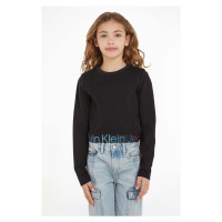 Dětské tričko s dlouhým rukávem Calvin Klein Jeans černá barva