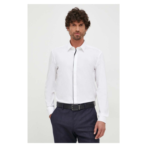 Košile BOSS pánská, bílá barva, slim, s klasickým límcem Hugo Boss