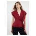 Trendyol Claret Red Knot Detailed Woven Blouse