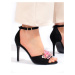 Komfortní dámské sandály černé na jehlovém podpatku