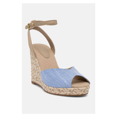 Sandály Tommy Hilfiger CHAMBRAY HIGH WEDGE ESPADRILLE modrá barva, FW0FW08588