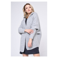 Dámský šedý tlustý svetr s kapucí VITESI