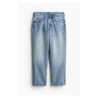 H & M - Straight High Cropped Jeans - modrá