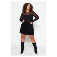 Trendyol Curve Black Denim Skirt With Accessory Detail