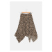 Trendyol Brown Petite Leopard Patterned Ribbed Knitted Handkerchief Skirt