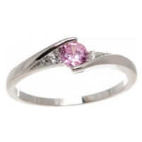 Stříbrný prsten s růžovým zirkonem JMAN0046PR