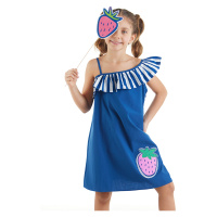 mshb&g Girls' Navy Blue Weave Strawberry Dress