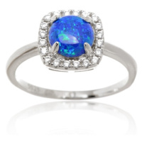Dámský stříbrný prsten s modrým opálem STRP0442F