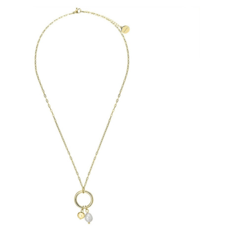 Manoki Ocelový náhrdelník s perlou Lyra Gold, chirurgická ocel WA759G Zlatá 45 cm