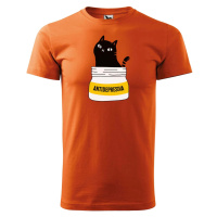 DOBRÝ TRIKO Pánské tričko s potiskem s kočkou ANTIDEPRESIVA