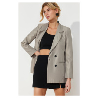 Trendyol Beige Regular Lined Buttoned Woven Blazer Jacket