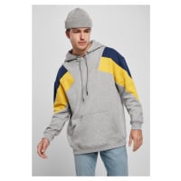 Oversize 3-Tone Hoody šedá/medová/tmavě modrá