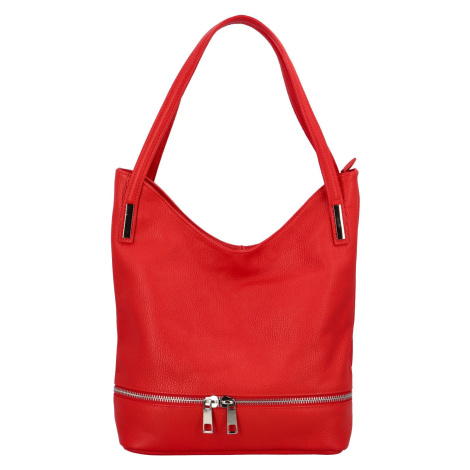 Luxusní dámská kožená kabelka přes rameno Yvet, červená Delami Vera Pelle
