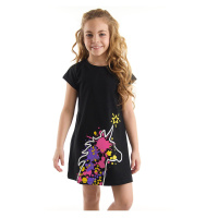 mshb&g Unicorn Splash Cotton Girl's Black Dress