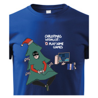 Dětské vánoční tričko s potiskem Christmas wishlist: play some games