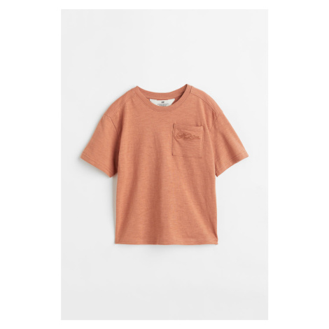 H & M - Oversized tričko's náprsní kapsou - oranžová H&M
