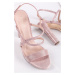 Růžové sandály na hrubém podpatku Albunea