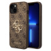 Guess PU 4G Metal Logo Zadní Kryt pro iPhone 15 Brown