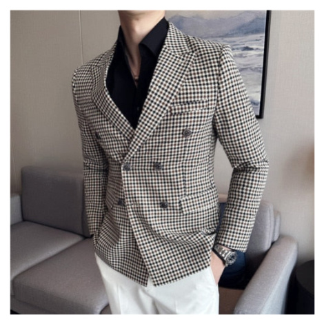 Dvouřadý kabát typu sako s kostkovaným vzorem JFC FASHION