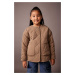 DEFACTO Girl Crew Neck Faux Fur Lined Puffer Jacket