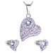 Evolution Group Sada šperků s krystaly Swarovski náušnice,řetízek a přívěsek fialové srdce 39170