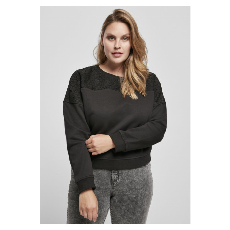 Dámské tričko dlouhý rukáv // Urban classics Ladies Short Oversized Lace Inset Crew black