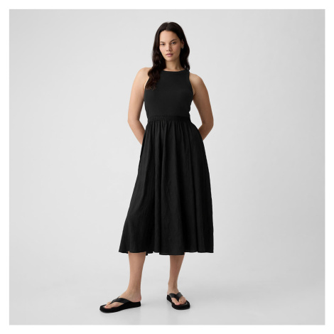 GAP Ribbed Crinkle Dress Black