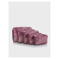 Sada pěti cestovních taštiček v tmavě růžové barvě Heys Metallic Packing Cube 5pc