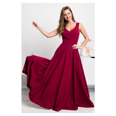 Numoco Bordové dlouhé společenské šaty