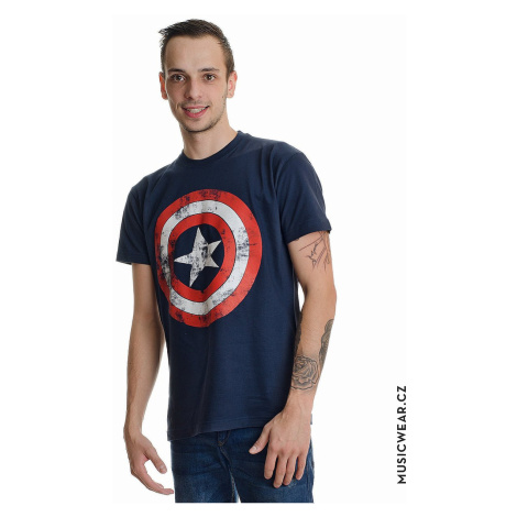 Captain America tričko, Distressed Shield Navy, pánské HYBRIS
