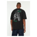 Trendyol Black Men's Relaxed Fit Crew Neck Short Sleeved Printed T-Shirt