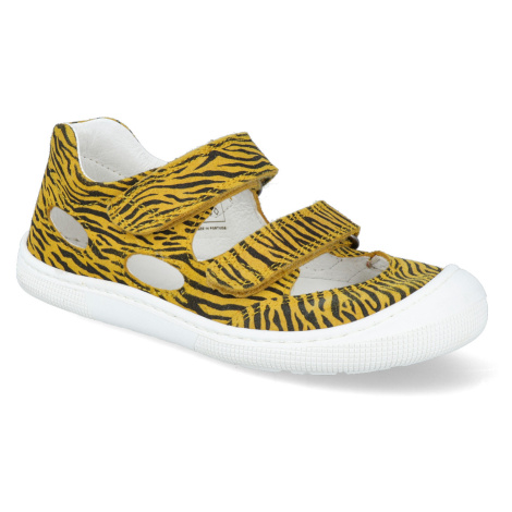 Barefoot sandálky Koel - Dalila Suede Yellow zebra žluté Koel4kids
