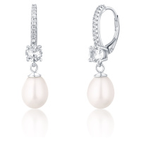 JwL Luxury Pearls Půvabné stříbrné náušnice s pravými perlami a zirkony JL0739